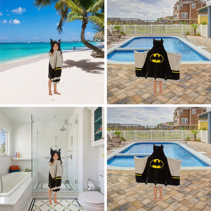 Batman Kids Bath/Pool/Beach Super Soft Cotton Terry Hooded Towel Wrap, 24" x 50", By Franco Batman 24 in x 50 in