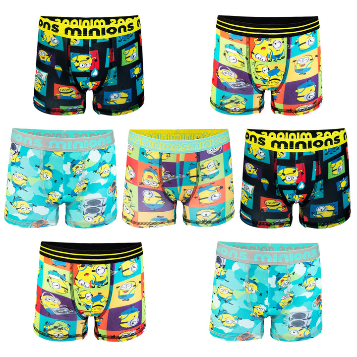 Despicable Me Boys' Minions  Exclusive 7-Pack Athletic Boxer Briefs in Sizes 2/3t, 4t, 4, 6 and 8 7-pack Athletic Boxer Brief