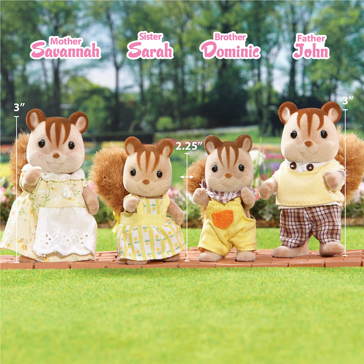 Calico Critters Walnut Squirrel Family - Set of 4 Collectible Doll Figures for Children Ages 3+ Hazelnut Chipmunk Family