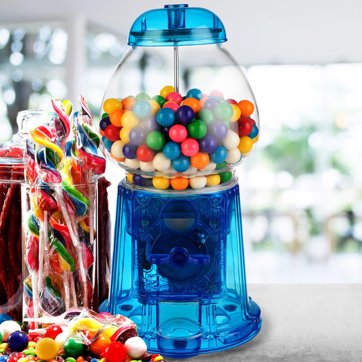 11-Inch Translucent Gumball Machine - Coin-Operated Candy Dispenser Vending Machine and Piggy Bank by Great Northern Popcorn (Blue) BLUE