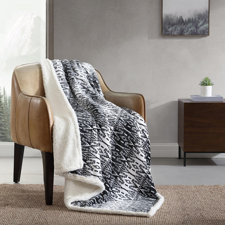 Eddie Bauer - Throw Blanket, Super Soft Reversible Sherpa Fleece Bedding, Ideal Christmas & White Elephant Gifts, Cozy Plaid Throw Blankets for Couch (Elk Stance Grey, Throw) Elk Stance Grey/White Animal