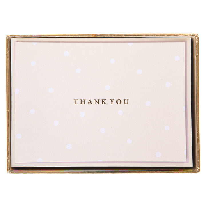 Graphique Box of Thank You Cards, Cream Polka Dot - Includes 16 Cards with Matching Envelopes and Storage Box, Cute Stationery Made of Durable Heavy Cardstock, Cards Measure 3.25" x 4.75"