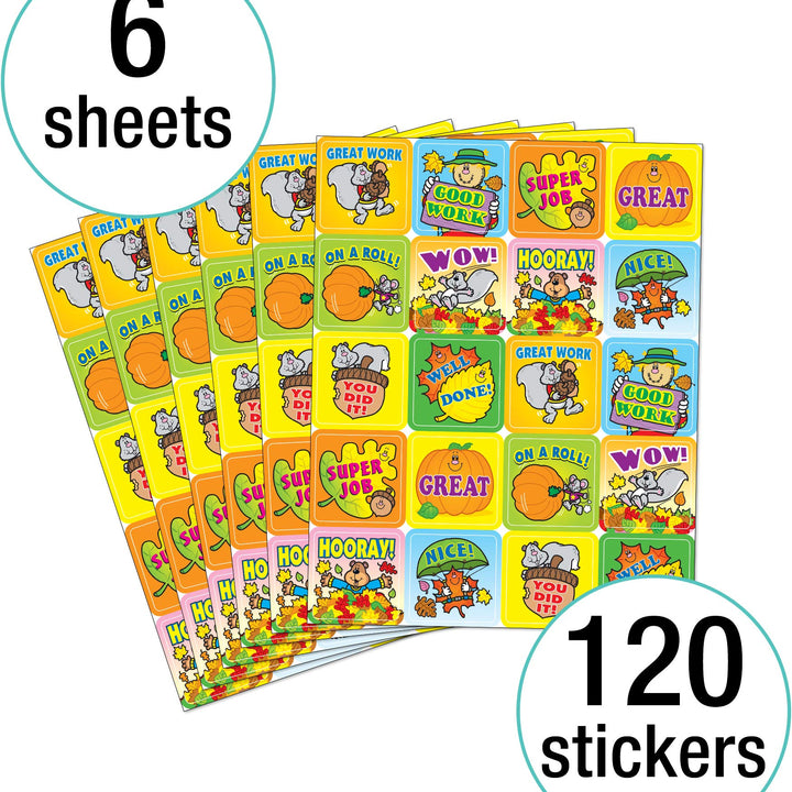 Carson Dellosa 120pc Fall Fun Motivational Stickers, Fall Stickers for Classroom Prizes, Motivation, Back to School Stickers, Inspirational Stickers, Reward Stickers, 6 Sticker Sheets