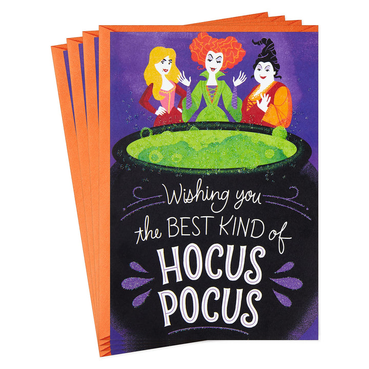 Hallmark Hocus Pocus Pack of Halloween Cards, Sanderson Sisters (4 Cards with Envelopes) Hocus Pocus Halloween, 4 Cards