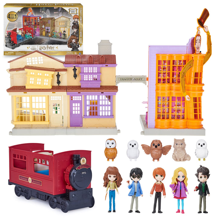 Wizarding World Harry Potter,  Exclusive Deluxe Diagon Alley & Hogwarts Express, 4 Playsets in 1 with Lights & Sounds, 5 Figures, 33 Accessories  Exclusive: Deluxe Playset