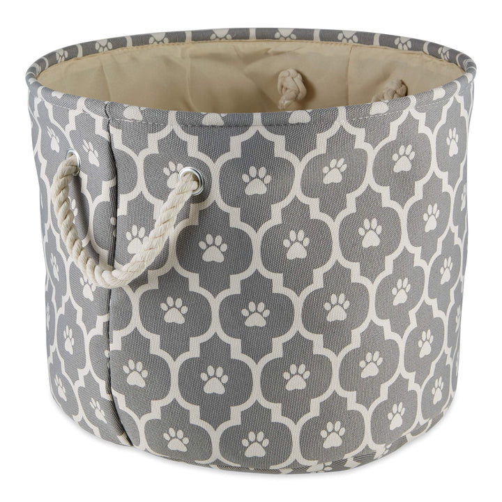 Bone Dry Pet Storage Collection Lattice Paw Print, Gray, Small Round