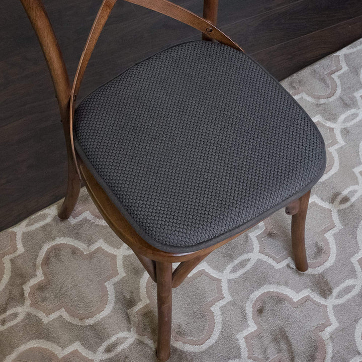 Sweet Home Collection Memory Foam Honeycomb Nonslip Back 16" x 16" Chair/Seat Cushion Pad, 2 Pack, Charcoal Gray