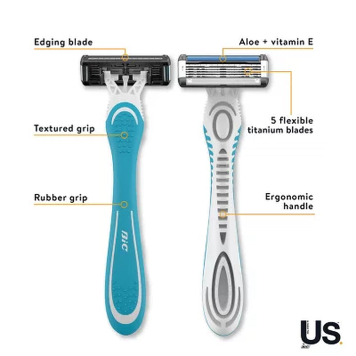 BIC US. 5-Blade Unisex Disposable Razors, 12 Ct.