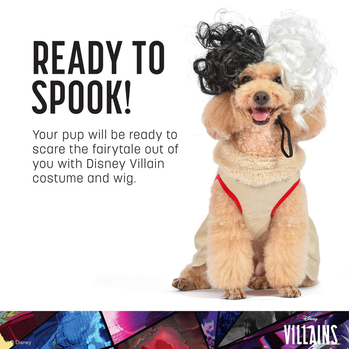 Halloween Disney Villains Cruella Costume - Small - P| Disney Villains Halloween Costumes for Dogs, Officially Licensed Disney Dog Halloween Costume Beige