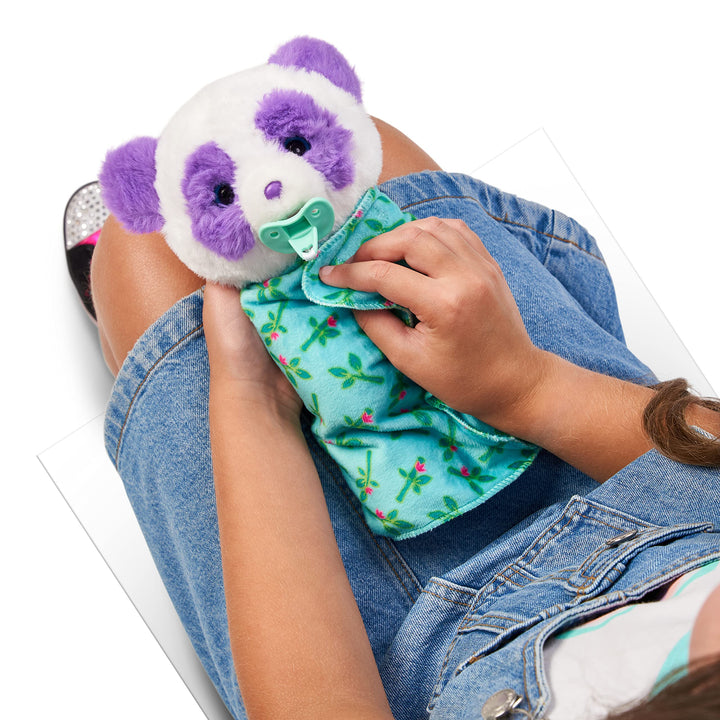 Little Live Pets WODJ4 Cozy Dozys: Petals The Panda | Interactive Plush Toy Panda. 25+ Sounds and Reactions. Magical Eye Movement. Blanket, Pacifier for Kids Ages 4+, Multicolor (26400)