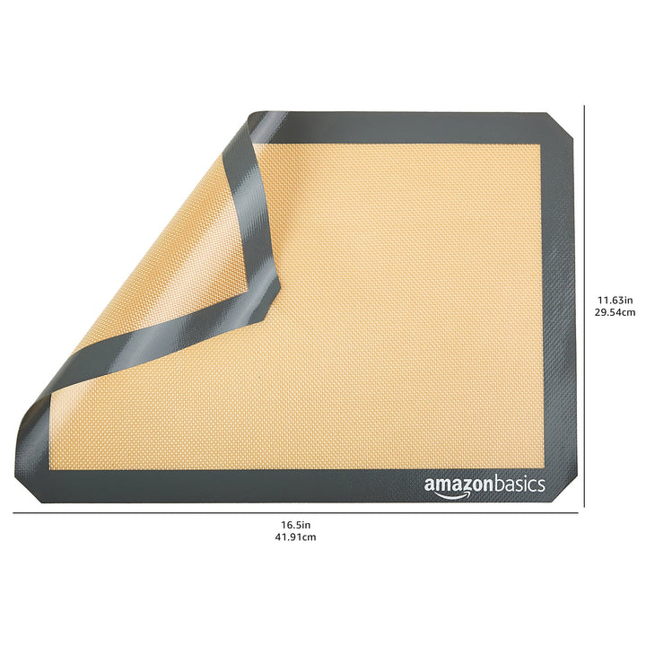 Basics Silicone, Non-Stick, Food Safe Baking Mat, Pack of 2, New Beige/Gray, Rectangular, 16.5" x 11.6" 2-Pack Baking Mats