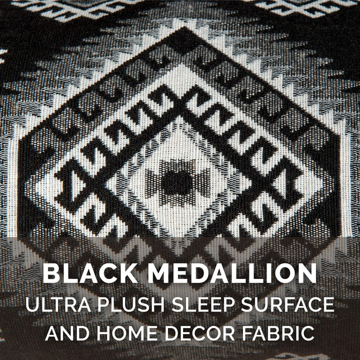 Furhaven Replacement Dog Bed Cover Plush & Southwest Kilim Décor Sofa-Style, Machine Washable - Black Medallion, Jumbo (X-Large) Cover Only 40.0"L x 32.0"W x 0.3"Th (Plush & Southwest Kilim Decor) Black Medallion
