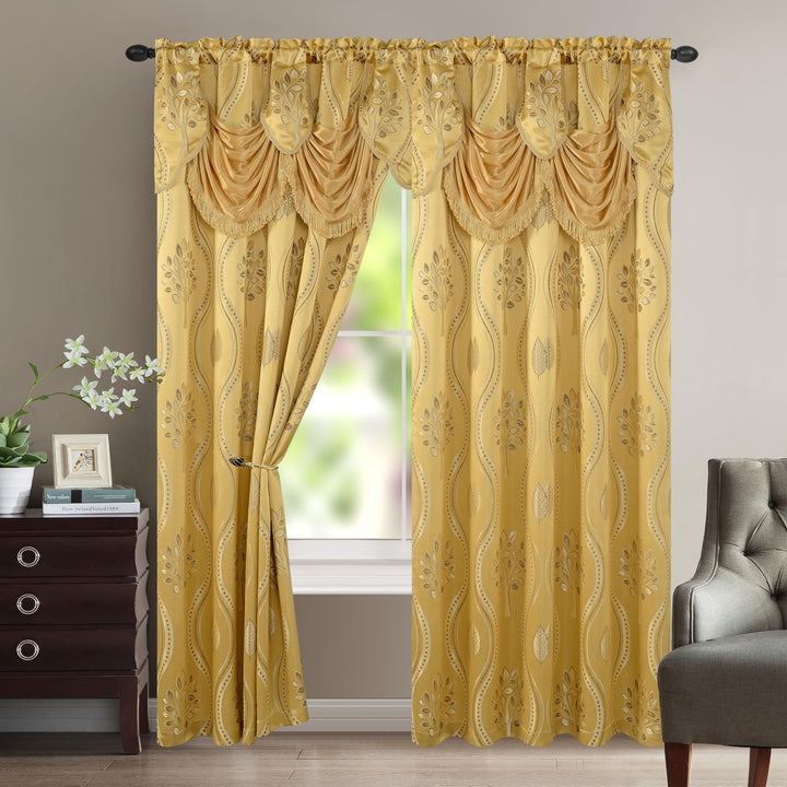 Elegant Comfort Luxurious Beautiful Curtain Panel Set with Attached Valance and Backing 54" X 84 inch (Set of 2), Navy Blue 54"W x 84"L (Pack of 2)