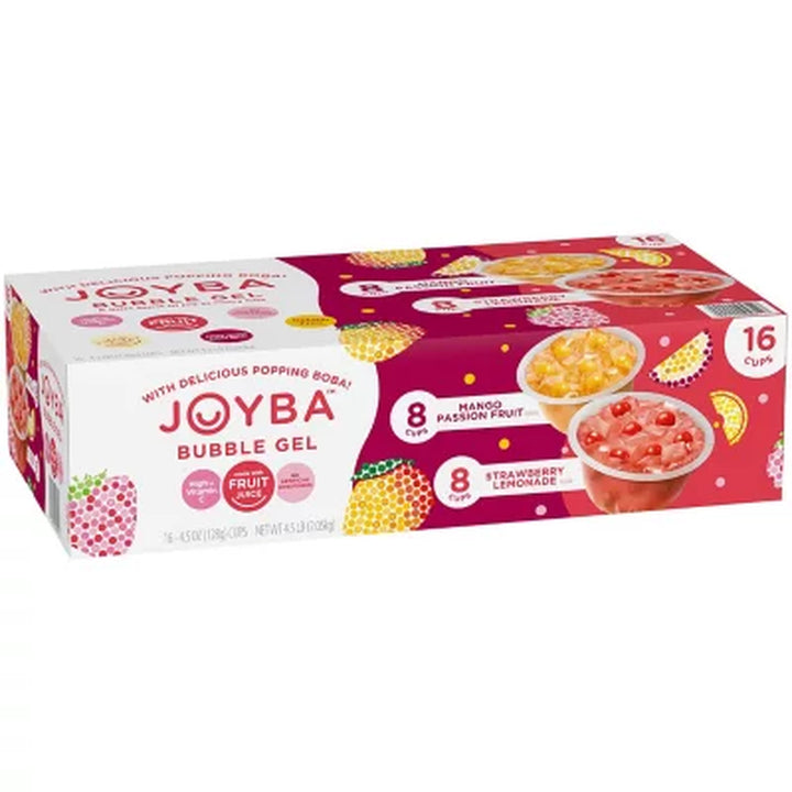 JOYBA Bubble Gel Fruit Cups, Strawberry Lemonade & Mango Passion, 16 Pk.