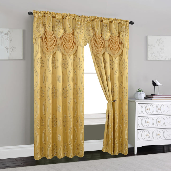 Elegant Comfort Luxurious Beautiful Curtain Panel Set with Attached Valance and Backing 54" X 84 inch (Set of 2), Navy Blue 54"W x 84"L (Pack of 2)