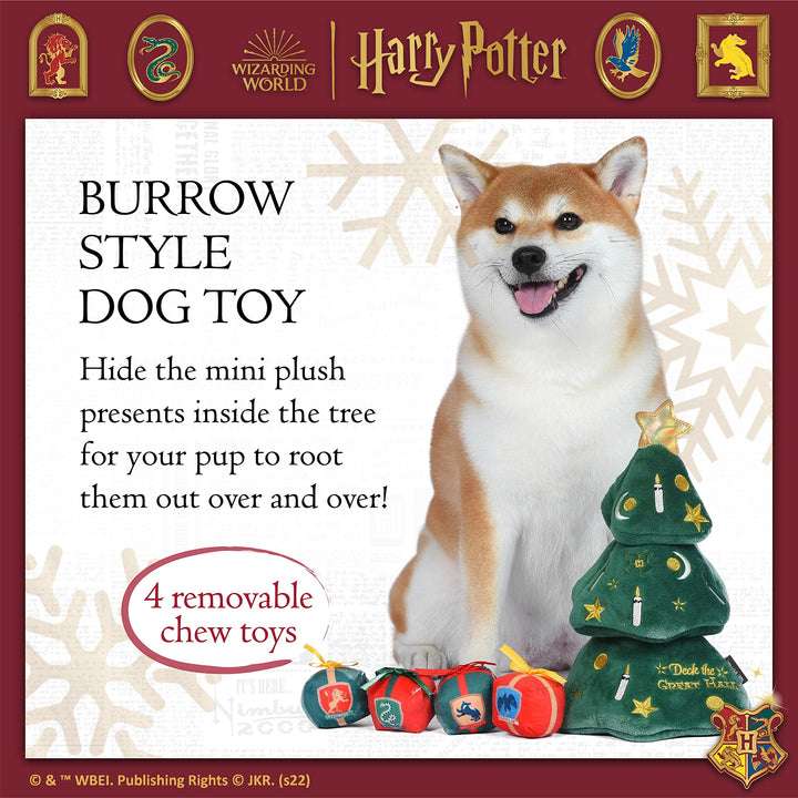 Harry Potter 14" Holiday Tree Burrow Dog Toy with Plush Squeaker Hogwarts House Presents | Dog Toys for Pets, Plush Dog Toy, Dog Squeaky Toy, Toys for Dogs