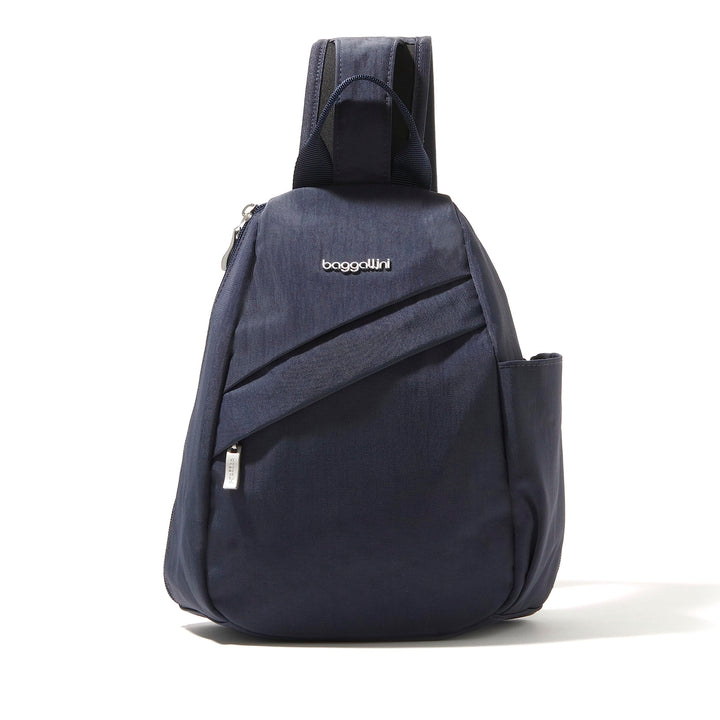 Baggallini Medium Sling Backpack - Lightweight Sling Bag with Convertible Adjustable Shoulder Strap One Size French Navy