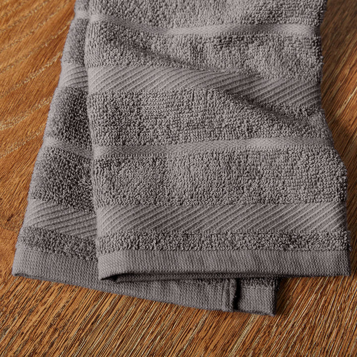 KitchenAid Albany Kitchen Towel 4-Pack Set, Charcoal Grey/White, 16"x26" 4 packs