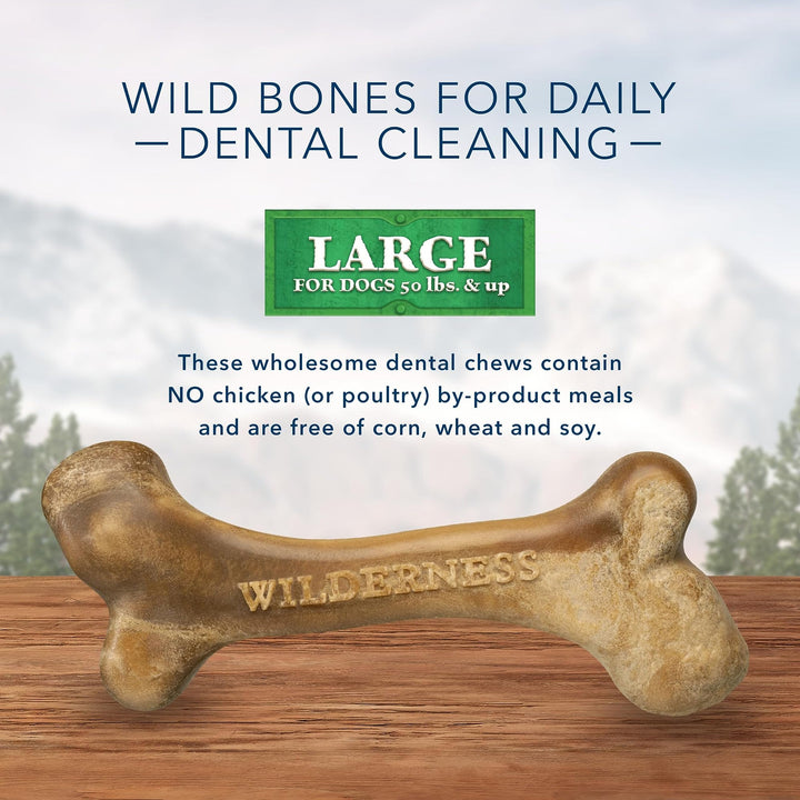 Blue Buffalo Wilderness Trail Treats Wild Bones Large Dental Chews, Grain-Free Dog Bones For Large Dogs Made with Natural Ingredients, 10-oz. Bag 10 Ounce (Pack of 1)