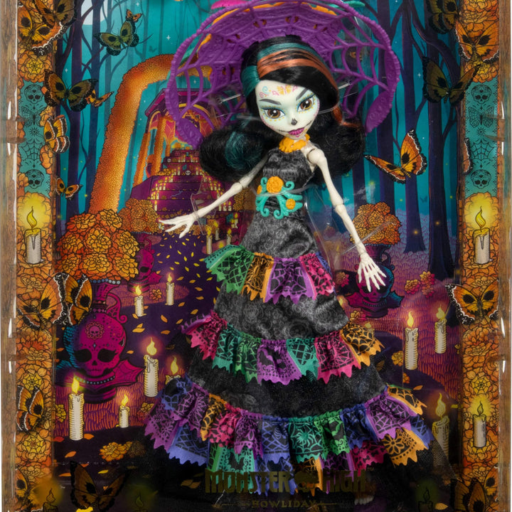 Monster High Doll, Skelita Calaveras Día De Muertos 2024 Howliday Collectible with La Catrina Hat, Papel Picado Dress, and Displayable Packaging