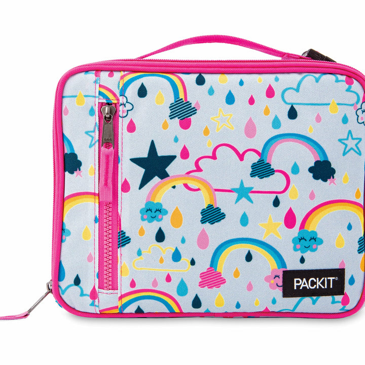 PackIt Freezable Classic Lunch Box, Rainbow Sky, Built with EcoFreeze Technology, Collapsible, Reusable, Zip Closure With Zip Front Pocket and Buckle Handle, Perfect for School Lunches