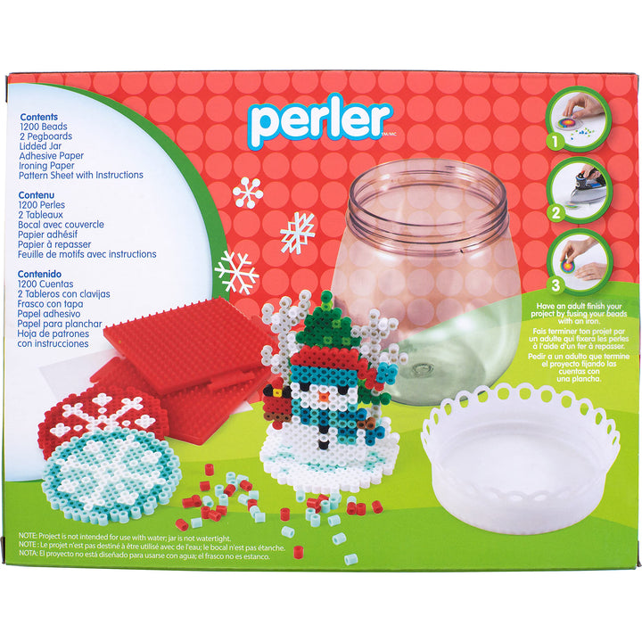 Perler Waterless Snow Globe Christmas Fused Bead Kit for Kids and Adults, Pattern Sizes Vary, 1206 Piece Perler Waterless Snow Globe