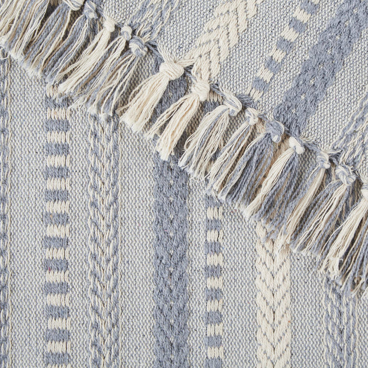 DII Farmhouse Braided Stripe Table Runner Collection, 15x72 (15x77, Fringe Included), Cool Gray 15x72" (15x77", Fringe Included) Striped