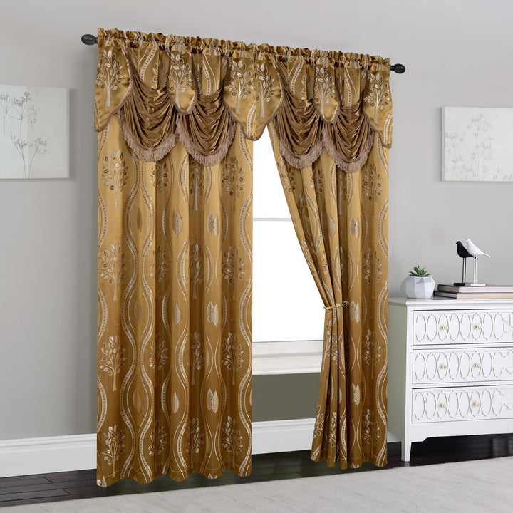 Elegant Comfort Luxurious Beautiful Curtain Panel Set with Attached Valance and Backing 54" X 84 inch (Set of 2), Navy Blue 54"W x 84"L (Pack of 2)