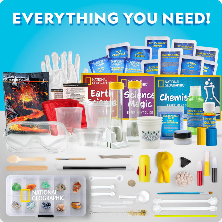 NATIONAL GEOGRAPHIC Mega Science Lab - Science Kit for Kids with 75 Easy Experiments, Featuring Earth Science, Chemistry Set, and Science Magic STEM Projects for Boys and Girls ( Exclusive) Mega Science Bundle