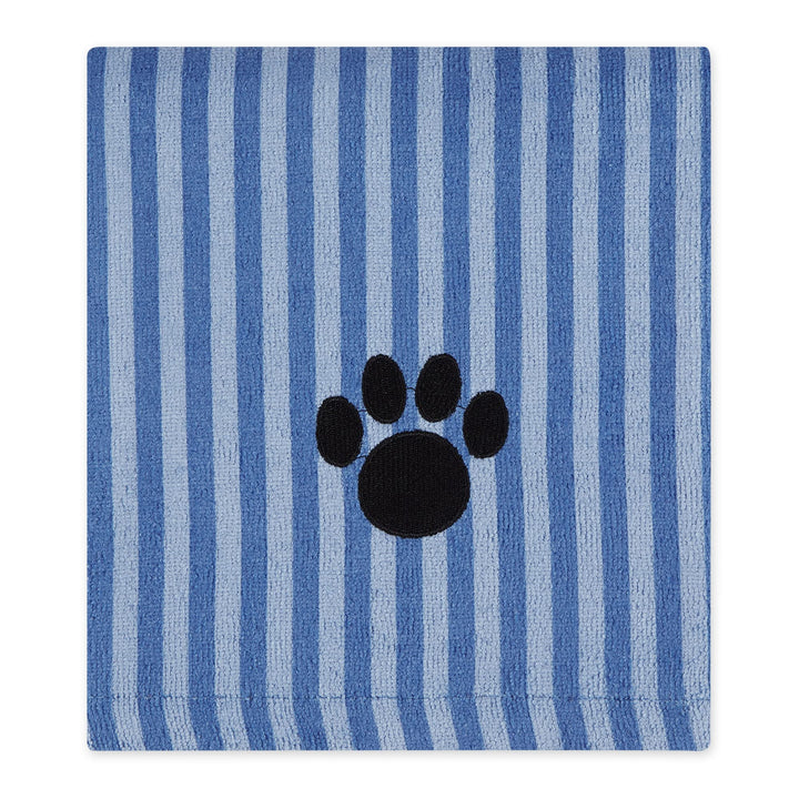 Bone Dry Pet Grooming Towel Collection Absorbent Microfiber X-Large, 41x23.5", Striped Blue