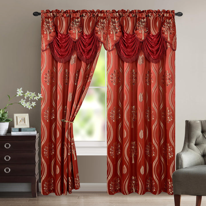 Elegant Comfort Luxurious Beautiful Curtain Panel Set with Attached Valance and Backing 54" X 84 inch (Set of 2), Navy Blue 54"W x 84"L (Pack of 2)