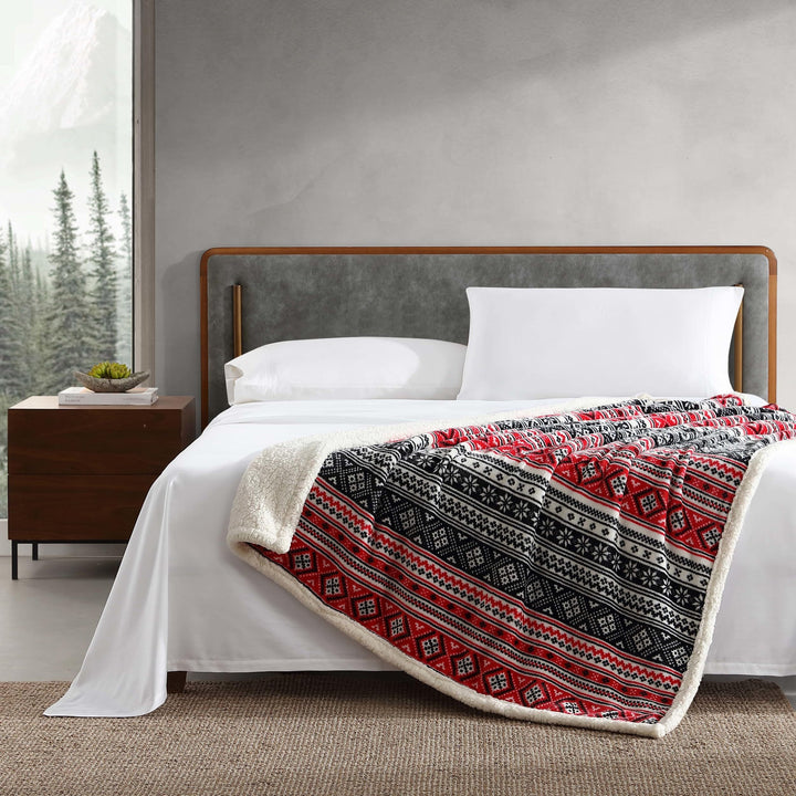 Eddie Bauer - Throw Blanket, Super Soft Reversible Sherpa Fleece Bedding, Ideal Christmas & White Elephant Gifts, Cozy Plaid Throw Blankets for Couch (Elk Stance Grey, Throw) Elk Stance Grey/White Animal