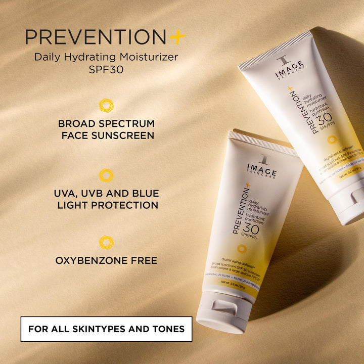 IMAGE Skincare, PREVENTION+ Daily Hydrating Moisturizer SPF 30, Zinc Oxide Face Sunscreen Lotion with Sheer Finish,  Exclusive, 3.2 oz