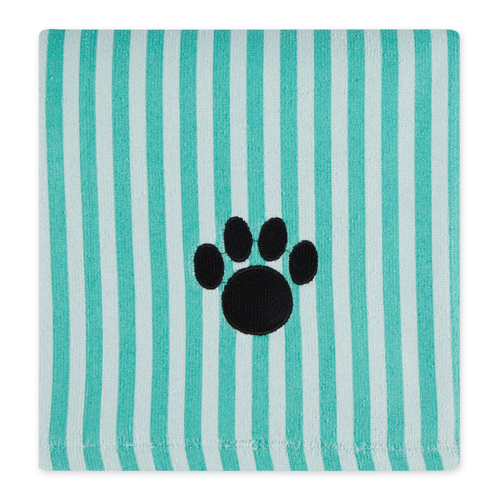 Bone Dry Pet Grooming Towel Collection Absorbent Microfiber X-Large, 41x23.5", Striped Aqua