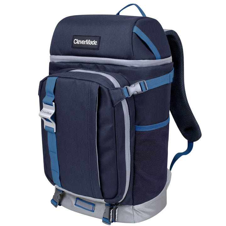 CleverMade Pacifica Backpack Coolers Insulated Leak Proof, Dusty Teal/Midnight - 24 Can Insulated Cooler Bag, Picnic and Beach Backpack Lunch Box - Cooler Backpack Made from Recycled Materials