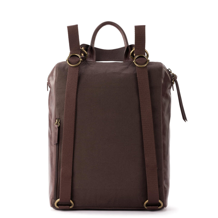 The Sak Loyola Convertible Backpack in Leather, Adjustable Convertible Strap, Mahogany Tile Emboss Medium