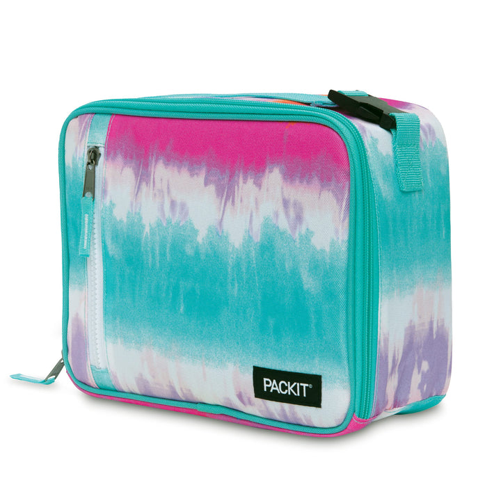 PackIt Freezable Classic Lunch Box, Tie Dye Sorbet, Built with EcoFreeze Technology, Collapsible, Reusable, Zip Closure With Zip Front Pocket and Buckle Handle, Designed for Lunches Multicolor/Assorted