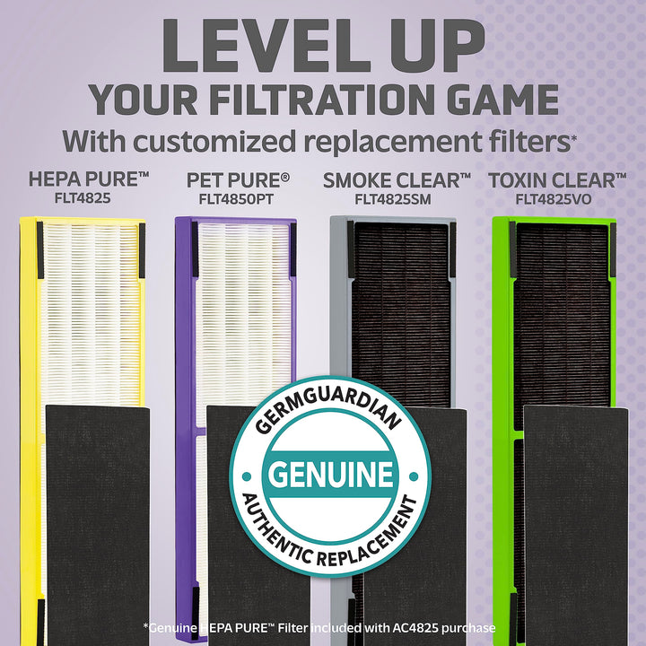 GermGuardian Filter B Toxin Clear HEPA Genuine Replacement Filter, Removes 99.97% of Pollutants, Common VOCs, Household Toxins, AC4825, AC4800 Series, AC4900, CDAP4500, AP2200, Black/Green, FLT4825VO FLT4825 TOXIN CLEAR