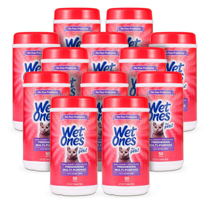 Wet Ones for Pets Freshening Multipurpose Wipes for Cats with Aloe Vera | Easy to Use Cat Cleaning Wipes, Freshening Cat Grooming Wipes for Pet Grooming in Fresh Scent| 100 ct Pouch Cat Wipes 100 Count (Pack of 1)