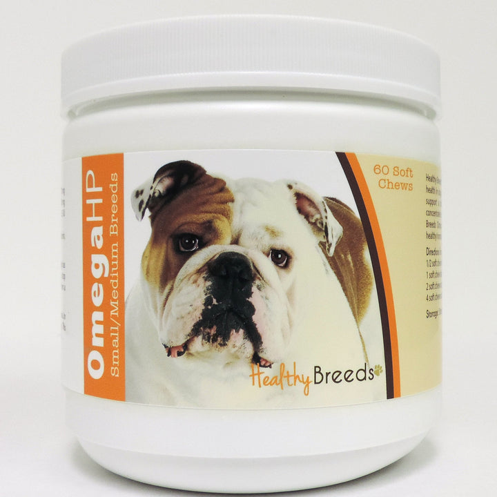 Healthy Breeds Bulldog Omega HP Fatty Acid Skin and Coat Support Soft Chews 60 Count