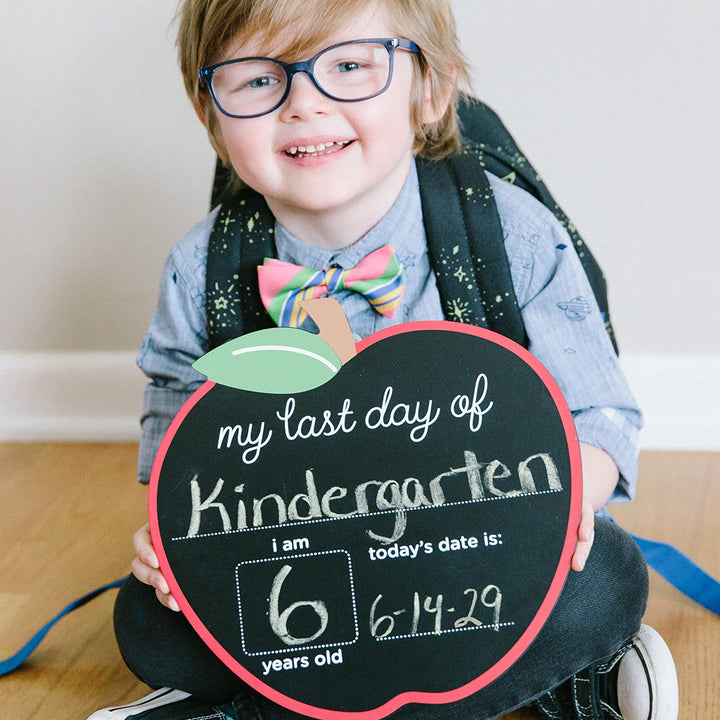 Pearhead First and Last Day of School Reversible Chalkboard, Reusable Photo Sharing Prop with Chalk, Celebrate School Memories and Milestones