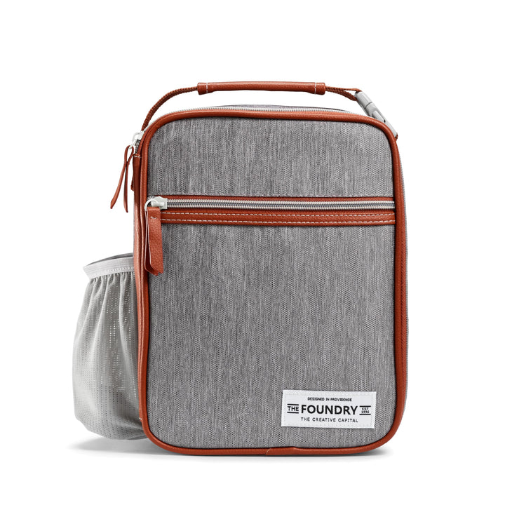 Fit & Fresh Foundry, Thayer Insulated Lunch Bag with 2 Food Containers, Reusable Lunch Box & Soft Mini Cooler Bag, Perfect for School, Work, Picnics & More, Grey Steel Lunch Bag with Containers