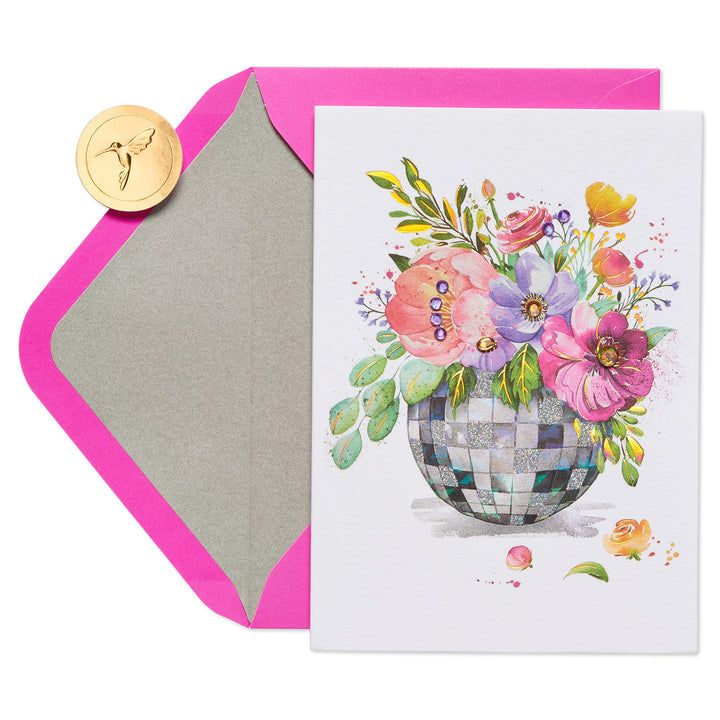 Papyrus Blank Card (Floral Disco Ball) Floral Disco Ball