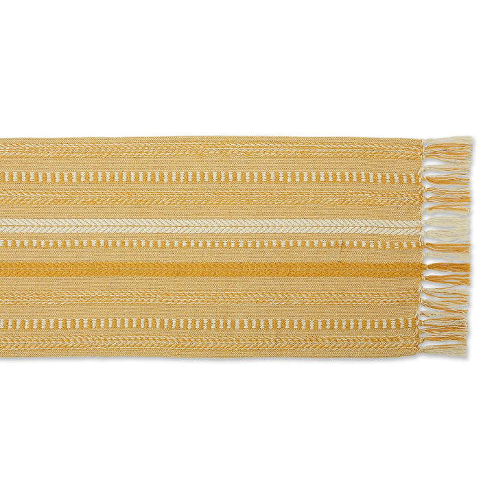 DII Farmhouse Braided Stripe Table Runner Collection, 15x72 (15x77, Fringe Included), Honey Gold 15x72" (15x77", Fringe Included) Striped