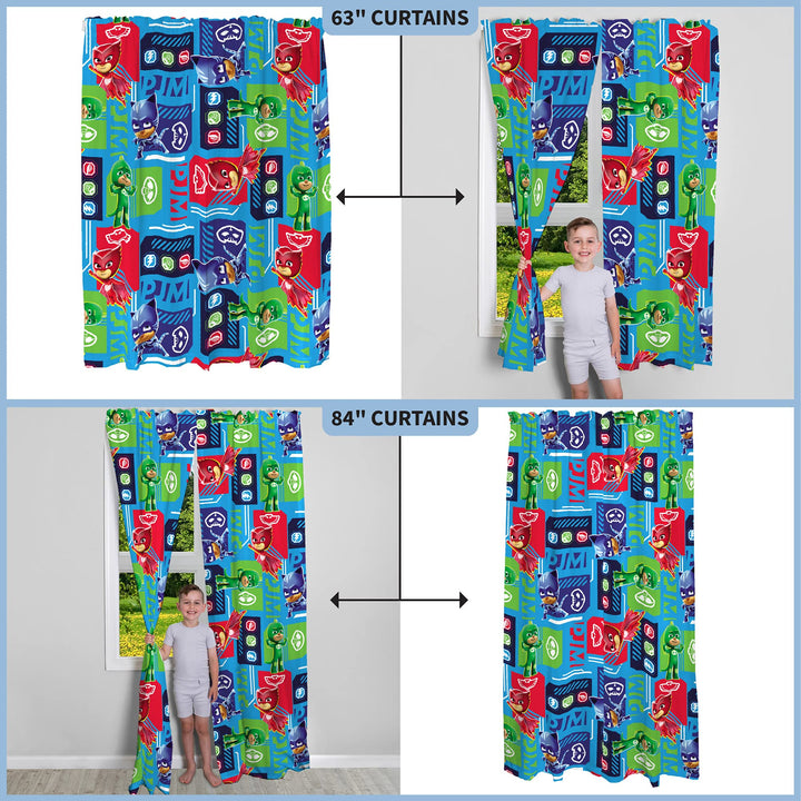 Franco Kids Room Window Curtains Drapes Set, 82 in x 84 in, PJ Masks