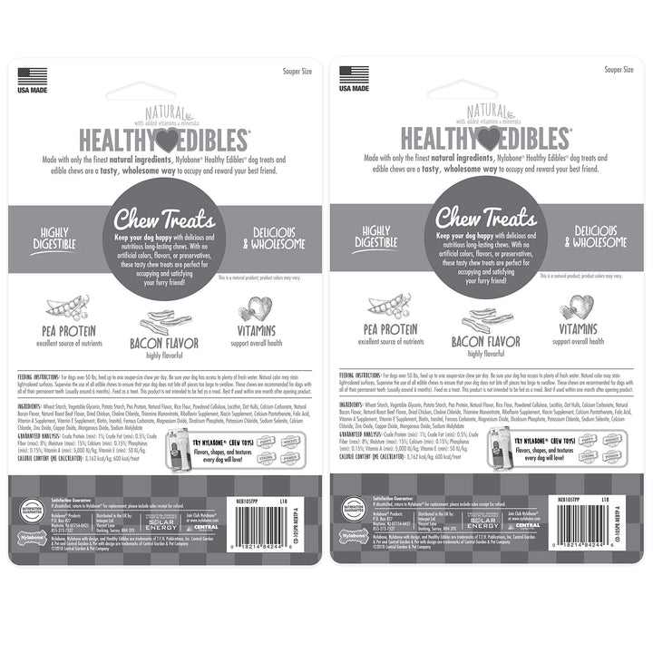 Nylabone Healthy Edibles Natural Dog Chews Long Lasting Roast Beef Flavor Treats for Dogs, X-Large/Souper (1 Count) 1 Count (Pack of 1)