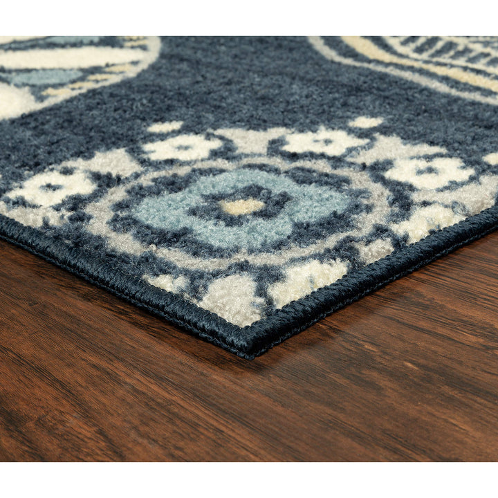 Maples Rugs Reggie Floral Runner Rug Non Skid Hallway Entry Carpet [Made in USA], Persian Blue, 2' x 10'