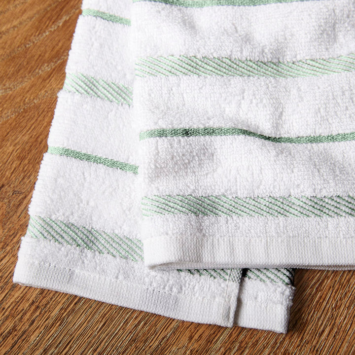 KitchenAid Albany Kitchen Towel 4-Pack Set, Pistachio/White, 16"x26"