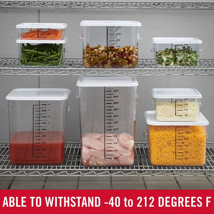 Rubbermaid Commercial Products, Plastic Space Saving Square Food Storage Container for Kitchen/Sous Vide/Food Prep, 12 Quart, Clear 12 Qt.