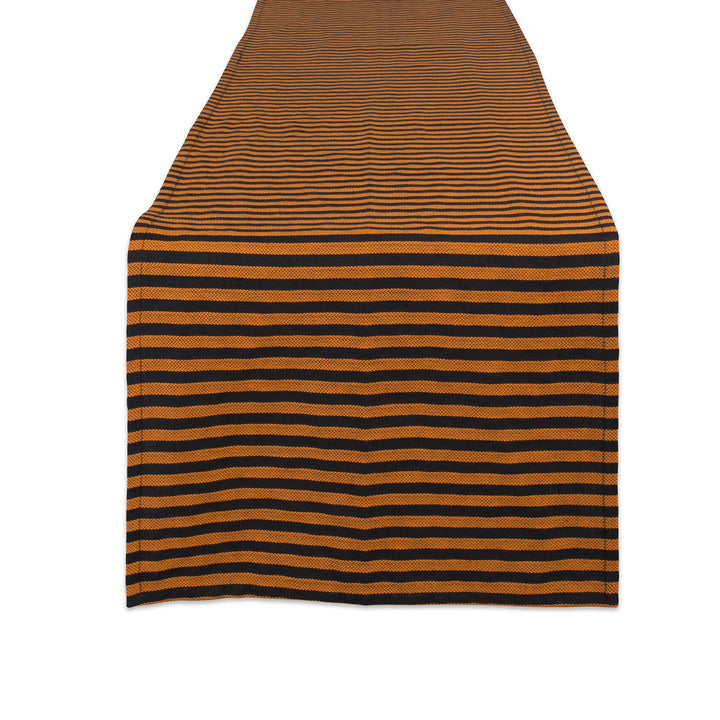 DII Halloween Party Tabletop Decor, Reusable & Machine Washable Cotton Fabric, Table Runner, 14x108, Witchy Black & Orange Stripe Table Runner, 14x108"